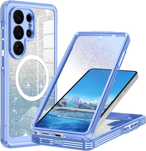 Vista 41 de Hekodonk Funda magnética para Galaxy A17 5G, [compatible con Magsafe] [Protector de pantalla de vidrio templado integrado] [tarjeta con purpurina]
