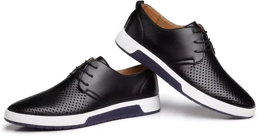 Vista 3 de BSROT Zapatos Oxford casuales para hombre, zapatos de vestir con cordones, cómodos zapatos deportivos de moda