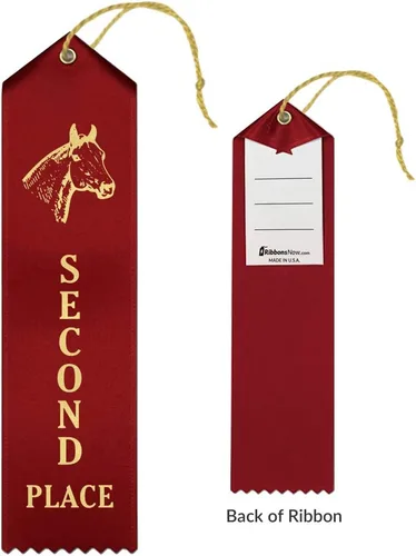 Vista 3 de RibbonsNow Cintas de espectáculo de caballos 1er - 6º lugar - 72 cintas en total - 12 cada lugar con tarjeta y cuerda