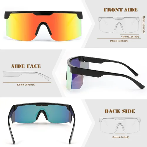 Vista 4 de FEISEDY Gafas de sol Mujeres Hombres Deportes, 80s Visor Retro Neon Square Gafas de Sol, Sombras Miorred UV400 B0004