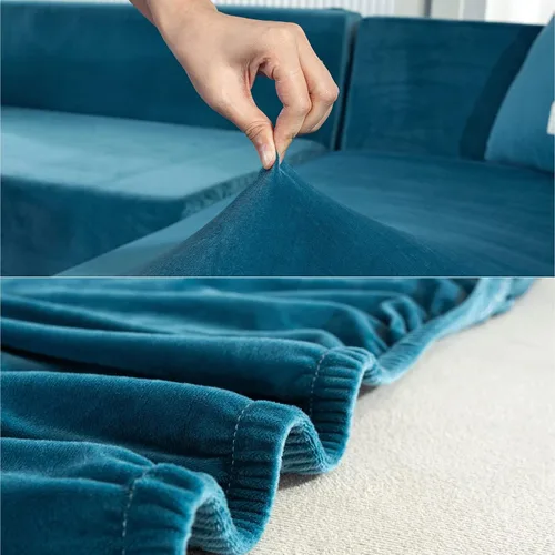 Vista 5 de ZPEE Fundas de sofá cortas elásticas de felpa, funda de sofá antideslizante para sofá cama, protector de sofá suave para perros, fundas de sofá