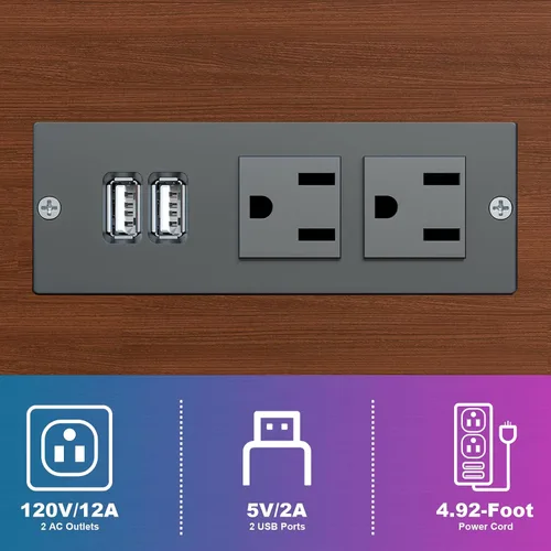 Vista 3 de Soporte de Torre de Computadora de Altura Ajustable con Estación de Carga y Puerto de Carga USB, Carrito de Caja ATX de 2 Niveles, Soporte de PC