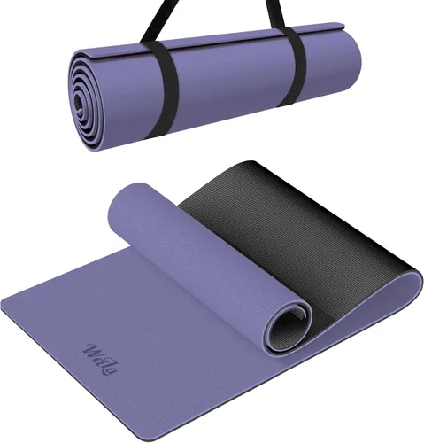 Vista 9 de Tapete de yoga antideslizante de TPE para mujeres y hombres, tapete de entrenamiento de doble cara de 72 x 24 pulgadas para gimnasio en casa
