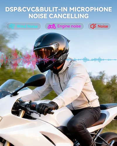 Vista 5 de N8 8 Riders Group - Intercomunicador de malla para motocicleta, auriculares Bluetooth para motocicleta V5.4 con audio multitarea/compartir música