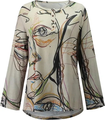 Vista 3 de Camisetas para mujer, con solapa, para uso diario, casual, manga larga