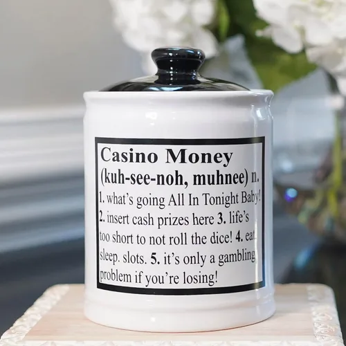 Vista 5 de Tarro de dinero de casino, Alcancía de casino, Slots Casino Decoraciones de fiesta, Plato de caramelo de jugadores, Juegos de casino Regalos de mesa