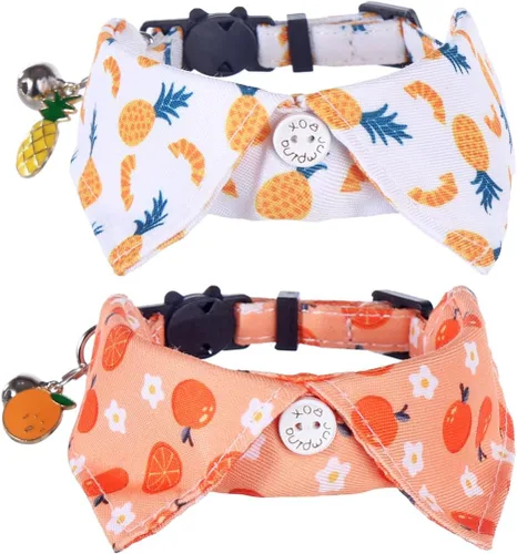 Vista 9 de Paquete de 2 collares para gatos con bonito pajarita y campana para la seguridad del gatito Ajustable