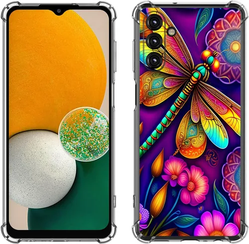 Vista 38 de Samsung Galaxy A14 5G - Funda para teléfono celular, diseño de flores de mariposa azul, a prueba de golpes, TPU con bordes elevados, compatible