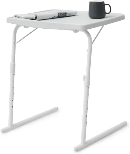 Vista 13 de Magshion Bandeja de TV inclinable ajustable de 22 pulgadas, mesa para cena en cama o sofá, cómoda mesa negra plegable con 3 ajustes de ángulo