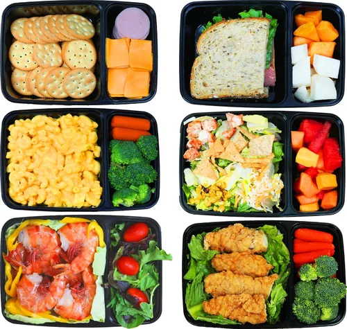 Vista 3 de Simple Houseware Paquete de 16 recipientes reutilizables de preparación de comidas de 28 onzas, 2 compartimentos, sin BPA, apilables, aptos