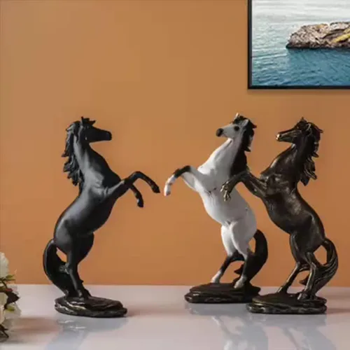 Vista 4 de Adornos modernos, estatua en forma de caballo, escultura/artesanía de resina artesanal, accesorios de decoración del hogar, estudio de oficina