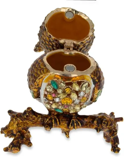 Vista 4 de BestPysanky Figura de búho con joyas en una rama de árbol, 3.4 pulgadas