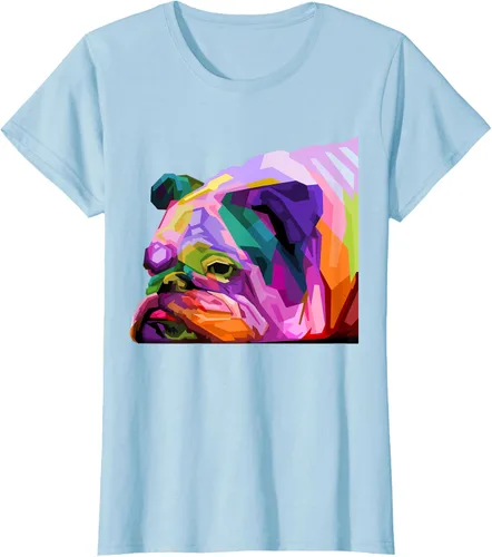 Vista 23 de Camiseta de retrato pop artístico de bulldog británico inglés para dueños de perros, Negro, S
