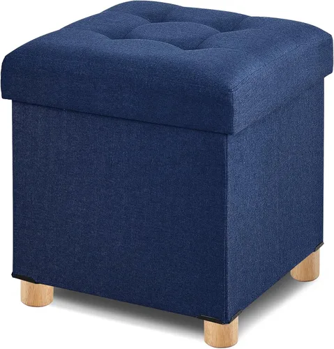 Vista 12 de BRIAN & DANY Ottoman with Storage, Small Storage Ottoman for Dorm, Linen Folding Ottoman Foot Stool with Legs for Living Room and Bedroom Gris