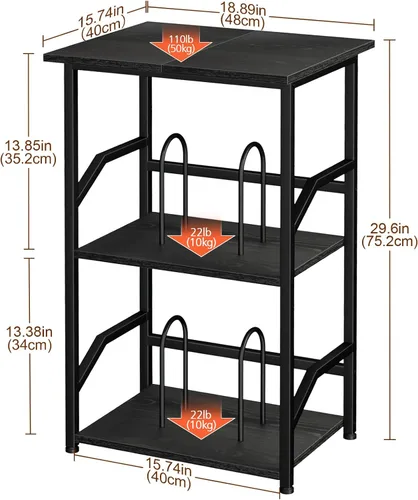 Vista 6 de LOAKEKEL HETCD020BK-1 - Soporte para tocadiscos, gran almacenamiento de discos de vinilo hasta 200 álbumes, mesa auxiliar de 3 niveles