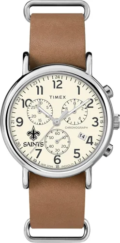 Vista 10 de Timex Tribute NFL Weekender Chrono - Correa de piel de cuarzo para hombre (1.575 in)