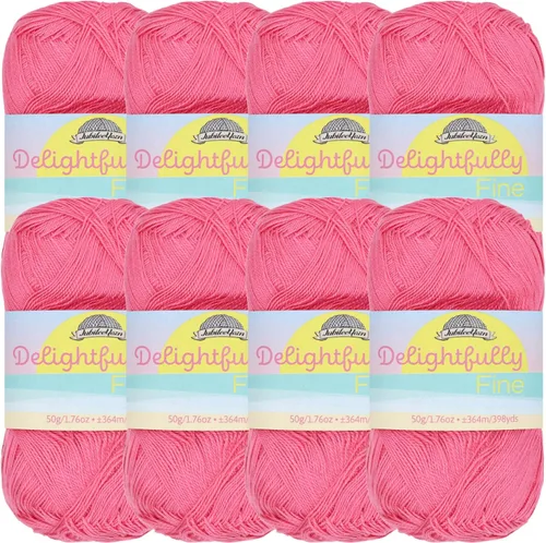 Vista 27 de JubileeYarn - Ovillo de hilo deliciosamente fino, 1.76 oz/madeja de rayón de bambú, color rosa polvo, 4 madejas