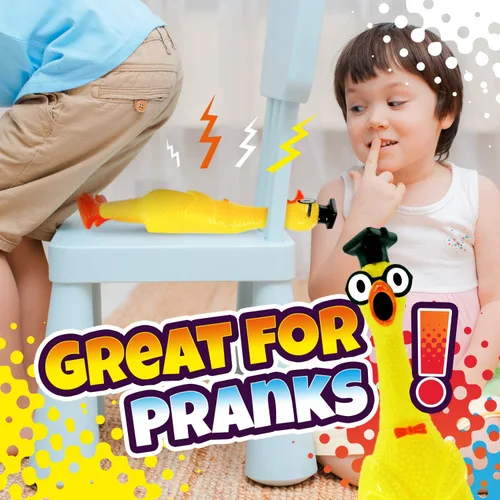Vista 4 de JA-RU Juguete gigante de pollo gritando (paquete de 1) Juguetes esponjosos de pollo para niños Divertidos regalos de broma y broma Juguete