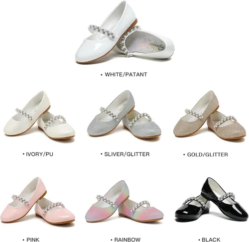 Vista 6 de Parrosoo Zapatos de vestir para niñas, zapatos Mary Jane, zapatos de ballet, zapatos de tacón bajo para niña, escuela, princesa, zapatos de boda