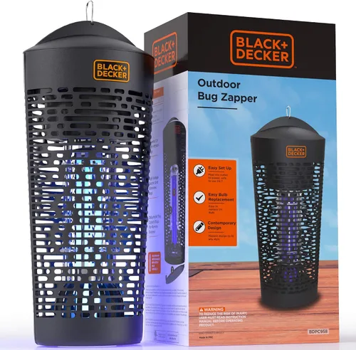Vista 6 de BLACK+DECKER - Exterminador de insectos para exteriores, trampa eléctrica UV para insectos, matamoscas, mosquitos, jejenes y otras plagas voladoras