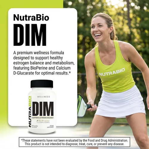 Vista 8 de NutraBio Suplemento DIM, apoya el equilibrio de estrógenos, 100 mg - 60 cápsulas vegetales