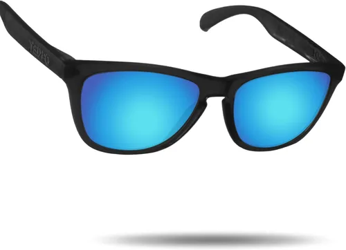 Vista 3 de Lentes antiagua de repuesto para gafas de sol Oakley Frogskins, 2 pares empaquetados, Negro sigiloso y azul hielo