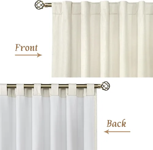 Vista 7 de LAMIT Cortinas opacas cortas de lino de 30 pulgadas para ventanas de cocina sobre el fregadero, cortinas de café texturizadas de lino marfil