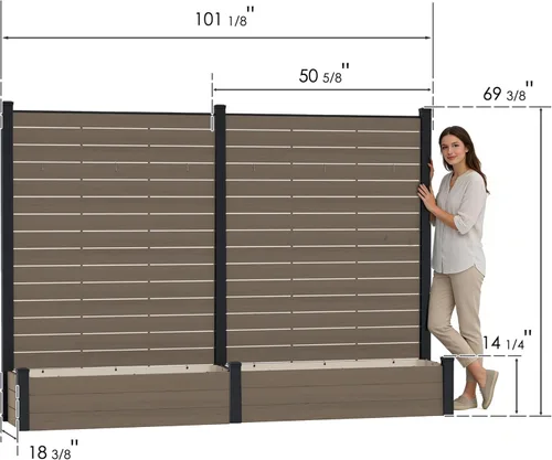 Vista 7 de Kozyard - Paquete de 2 pantallas de privacidad con maceta, 70 pulgadas de alto x 51 pulgadas de ancho, marco de aluminio impermeable con tablas