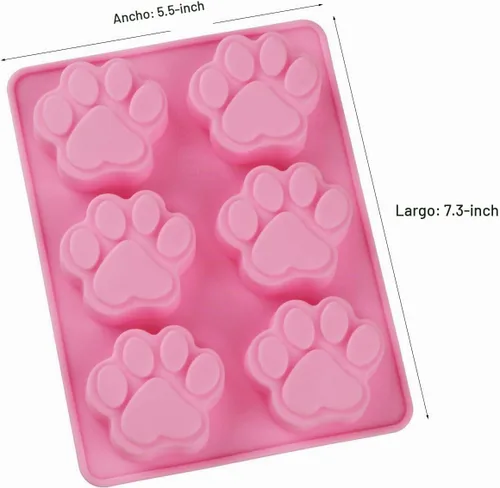 Vista 2 de Molde de silicona en forma de pata de perro para cachorros, gatos, 2 unidades, 6 cavidades, molde de silicona para chocolate, bandeja para cubitos