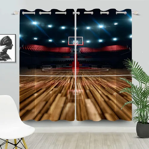 Vista 28 de Cortinas opacas de fútbol para dormitorio de niños, con temática deportiva, para sala de fútbol, cortinas de fútbol en blanco y negro