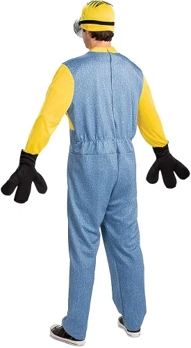 Vista 2 de Disguise Disfraz de Minion Deluxe para adultos, Amarillo