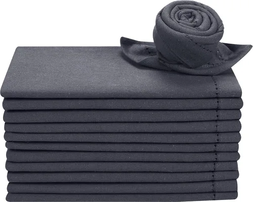 Vista 8 de Juego de 12 servilletas de tela de algodón con dobladillo de 18 x 18 pulgadas, decorativas, suaves, duraderas, lavables, reutilizables, perfectas