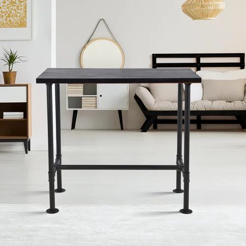 Vista 6 de Mesa de comedor de tubería de diseño industrial DIY, mesa de comedor informal para bar, mesa para computadora portátil, estudio moderno, mesa