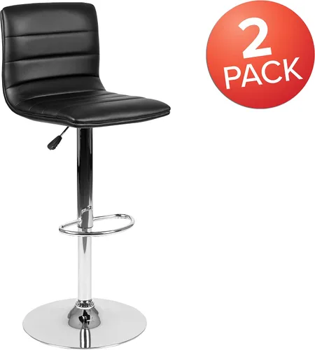 Vista 4 de Flash Funiture silla de bar ajustable con base cromada, Negro
