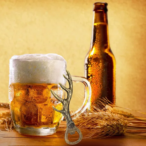 Vista 4 de LKKCHER Abridor de botellas de cerveza con cuernos de ciervo, regalos para mujeres, hombres, esposa, marido, novia, novio, mamá, papá, nuevo hogar