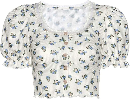 Vista 6 de Camiseta básica Y2K con estampado gráfico de letras para mujer, manga corta, cuello redondo, Y2K