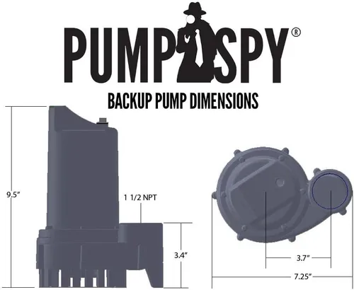 Vista 8 de PumpSpy PS2000C SmartPump combinación premontada con conexión Wi-Fi, bomba de sumidero primaria de 1/2 HP y bomba de sumidero de reserva de batería