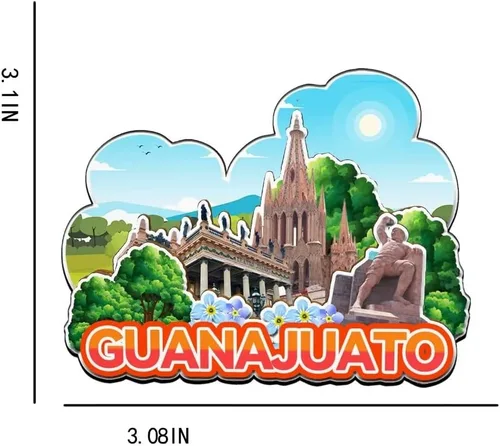 Vista 3 de Guanajuato - Imán de México para nevera, de madera, 3D, monumentos, coleccionables, recuerdos, decoración hecha a mano -2309