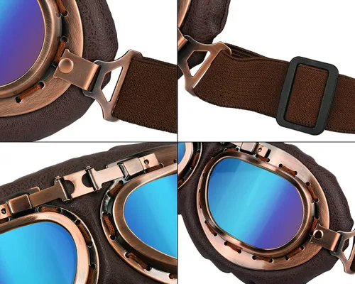 Vista 3 de Cosplay Goggles Steampunk Motorcycle Goggles Costume Retro Pilot