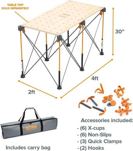 Vista 4 de BORA Centipede Workstand CK625 76 cm X 61 cm X 122 cm Soporte de trabajo Centipede de acero con caballete de sierra y accesorios adicionales
