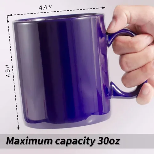 Vista 3 de BYCNZB Juego de 2 tazas de café de cerámica súper grandes de 30 onzas (cobalto)