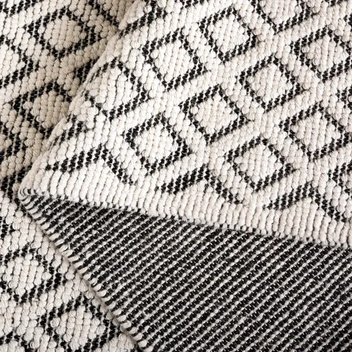 Vista 3 de SAFAVIEH Vermont Collection - Alfombra decorativa de 2 pies 3 pulgadas x 4 pies, marfil y negro, lana hecha a mano, ideal para zonas de alto tráfico