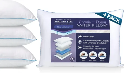Vista 8 de Mediflow Elite - Almohada de agua de plumón, 90% de relleno de plumón, almohada ajustable para aliviar el dolor de cuello para dormir de lado