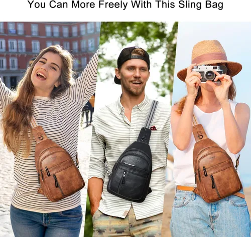 Vista 3 de LATMAP 7L Bolsa de Cintura para Hombres y Mujeres Mochila de Cadera Riñonera Bandolera Bolso de Hombro Cinturón de Viaje Bolso de Mano de PU Cuero