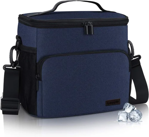 Vista 11 de Gloppie Fiambrera para hombres Bolsa de almuerzo para mujeres, a prueba de fugas almuerzo refrigerador bolsa negro gran almuerzo térmica