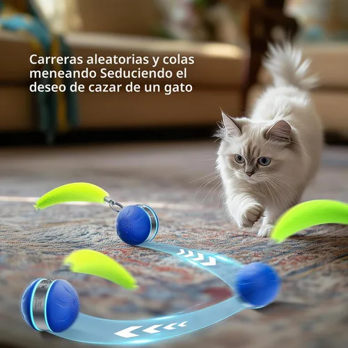 Vista 8 de Speedy 2.0 Tail - Juguetes interactivos para gatos adultos aburridos de interior, bolas de juguete automáticas recargables para gatos que se mueven