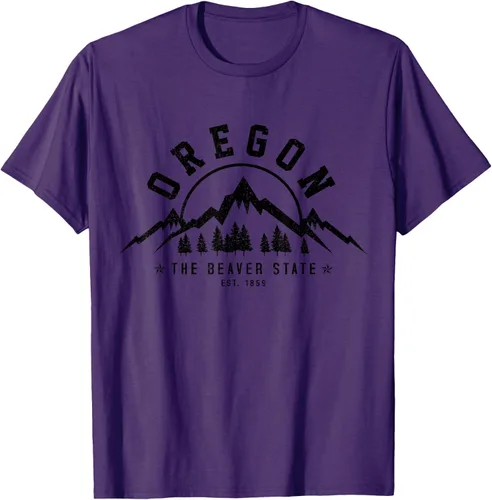 Vista 42 de Oregon The Beaver State Est. 1859 Vintage Mountains - Camiseta de regalo, gris, S
