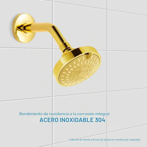 Vista 3 de OFFO Brazo de ducha con pestaña, de 6 pulgadas en oro brillante, montaje en pared, reemplazo, brazo angular de cabezal de ducha montado en la pared