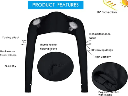 Vista 2 de 4 piezas de protección UV, chal de sol, manga de enfriamiento para brazo con orificio para el pulgar para mujeres y hombres, ciclismo, conducción