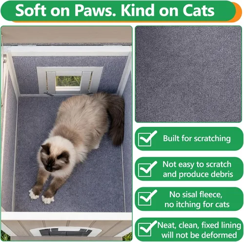 Vista 3 de PetsCosset Casa para Gatos de Exterior con Forro Aislante para Invierno, Refugio Aislado para Gatos Ferales Resistente a la Intemperie